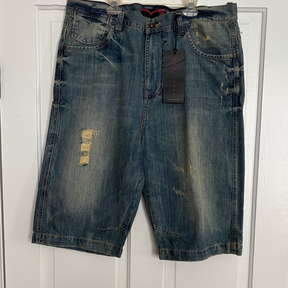 Men's Distressed Denim Shorts Size‎ 38